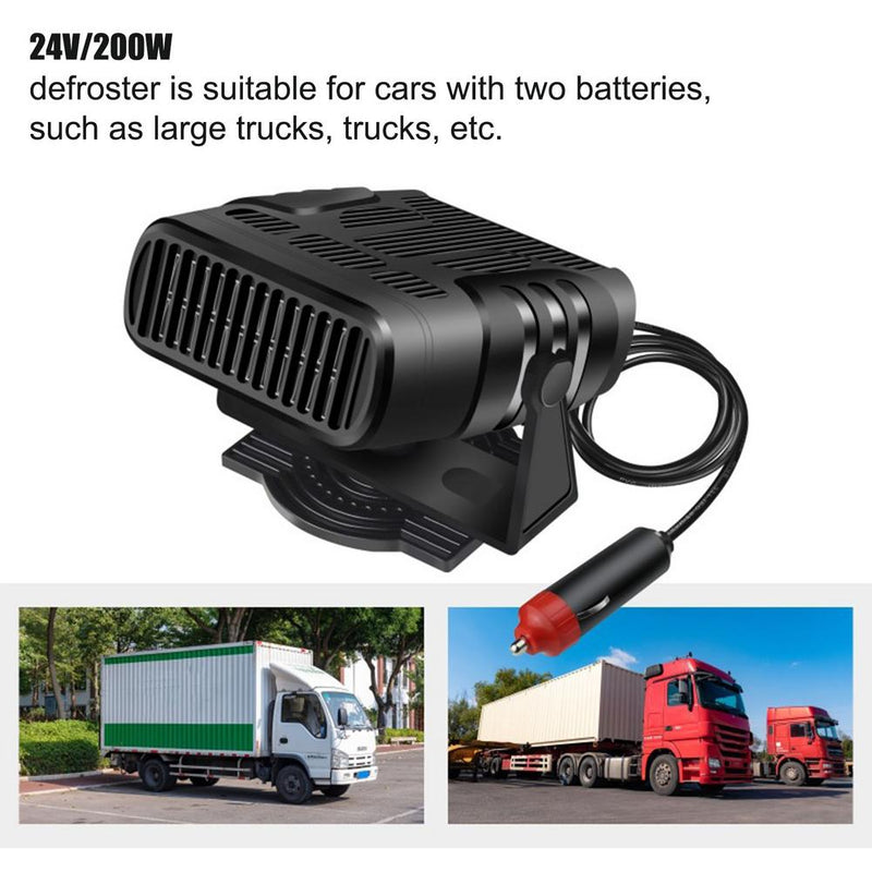 2 en 1 Portable 12/24V 120W Chauffage de voiture Dégivreur électrique Pare-brise Rotation à 360 degrés