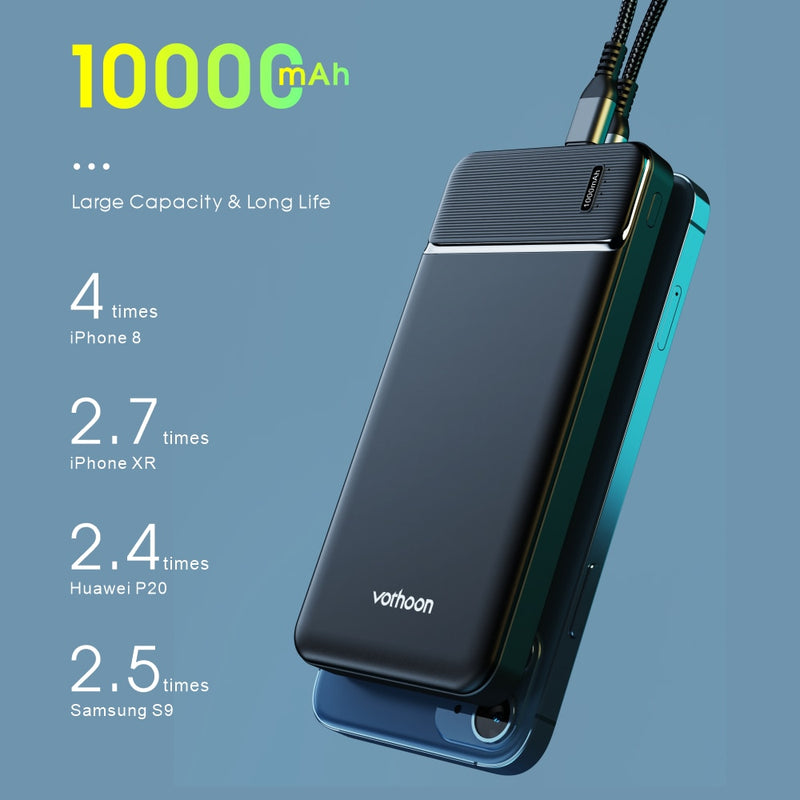 Vothoon Power Bank 10000mAh 2 USB Chargeur portable Batterie externe Portable