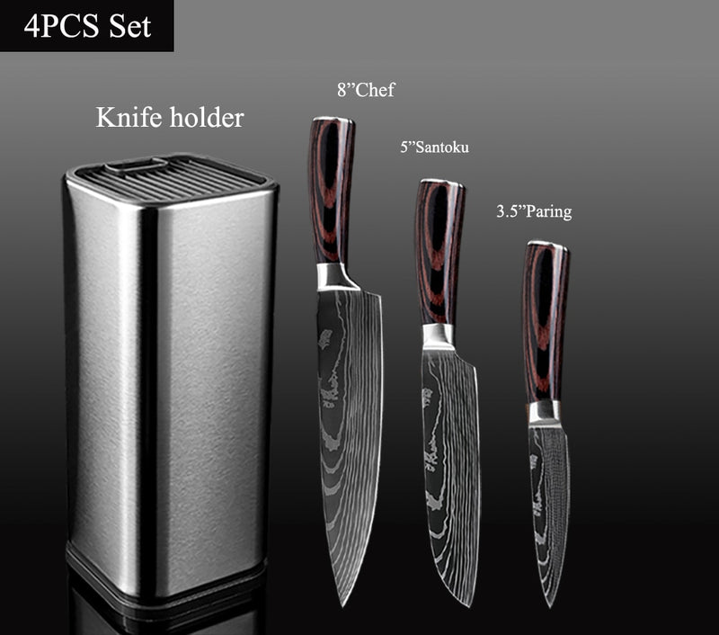 XITUO cuisine 4-8 pièces en acier inoxydable porte-couteau Santoku couteau utilitaire Cutter couperet pain éplucher couteaux ciseaux