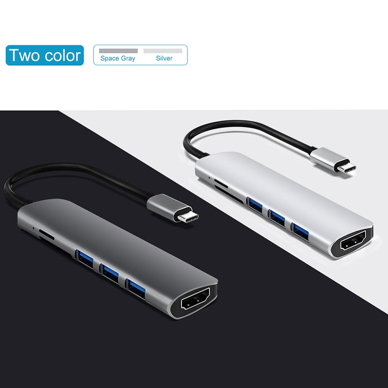 USB 3.1 Type-C Hub To HDMI Adapter 4K Thunderbolt 3 USB C Hub with Hub 3.0 TF SD Reader Slot PD for MacBook Pro/Air/Huawei Mate