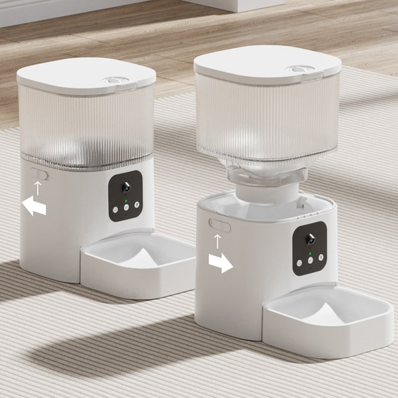 Distributeur automatique de nourriture pour animaux avec bouton caméra Wi-Fi Synchronisation vocale Quantitative