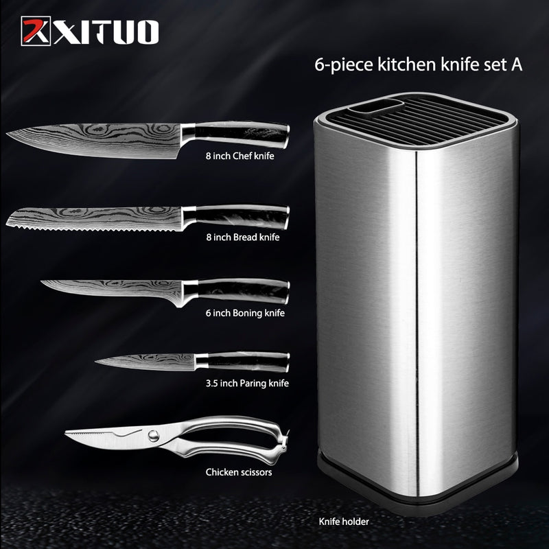 XITUO cuisine 4-8 pièces en acier inoxydable porte-couteau Santoku couteau utilitaire Cutter couperet pain éplucher couteaux ciseaux