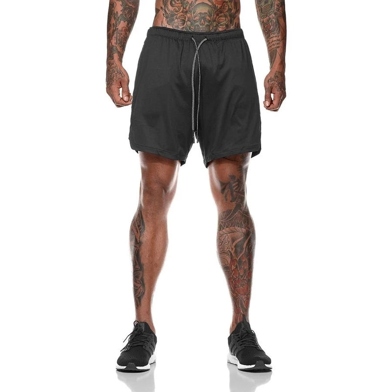 Shorts de sport pour hommes Double Decker Shorts de course 2 en 1 Pantalons de plage Summer Gym Fitness Shorts d'entraînement Shorts de course pour hommes