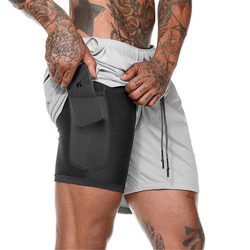 Shorts de sport pour hommes Double Decker Shorts de course 2 en 1 Pantalons de plage Summer Gym Fitness Shorts d'entraînement Shorts de course pour hommes