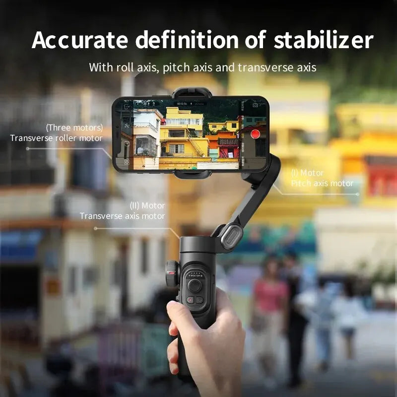 Stabilisateur SmartXE pour smartphone avec lumière d'appoint pour iPhone Android AI Face Tracking TikTok Vlog