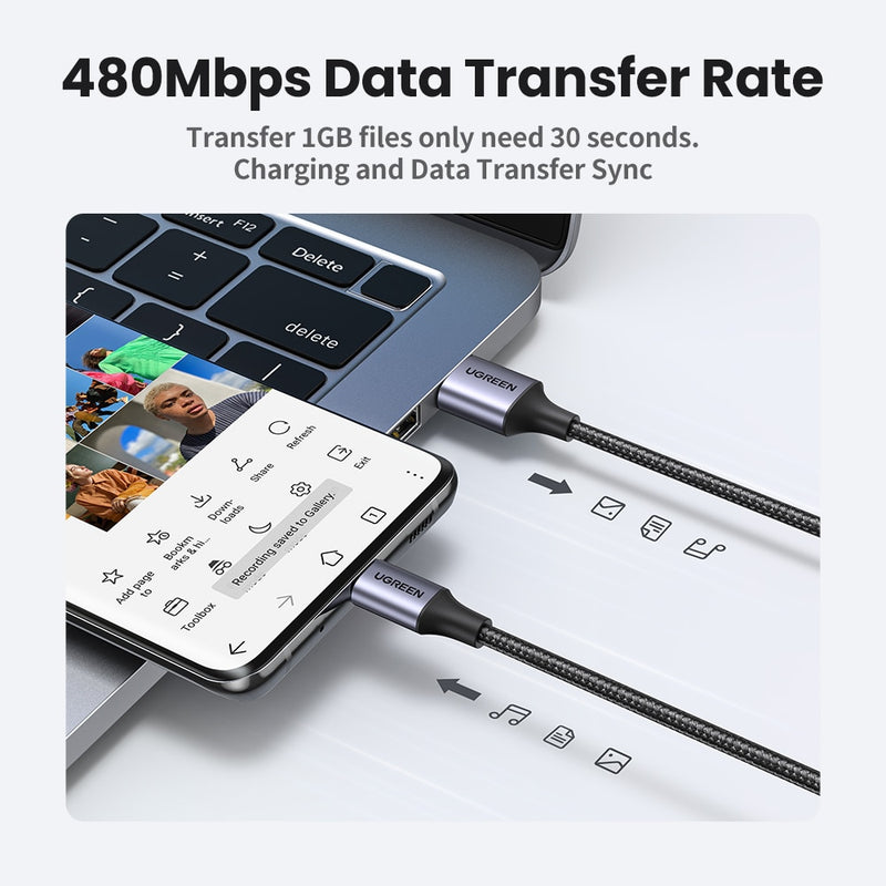 Câble USB-C de type C Câble de données de chargeur rapide