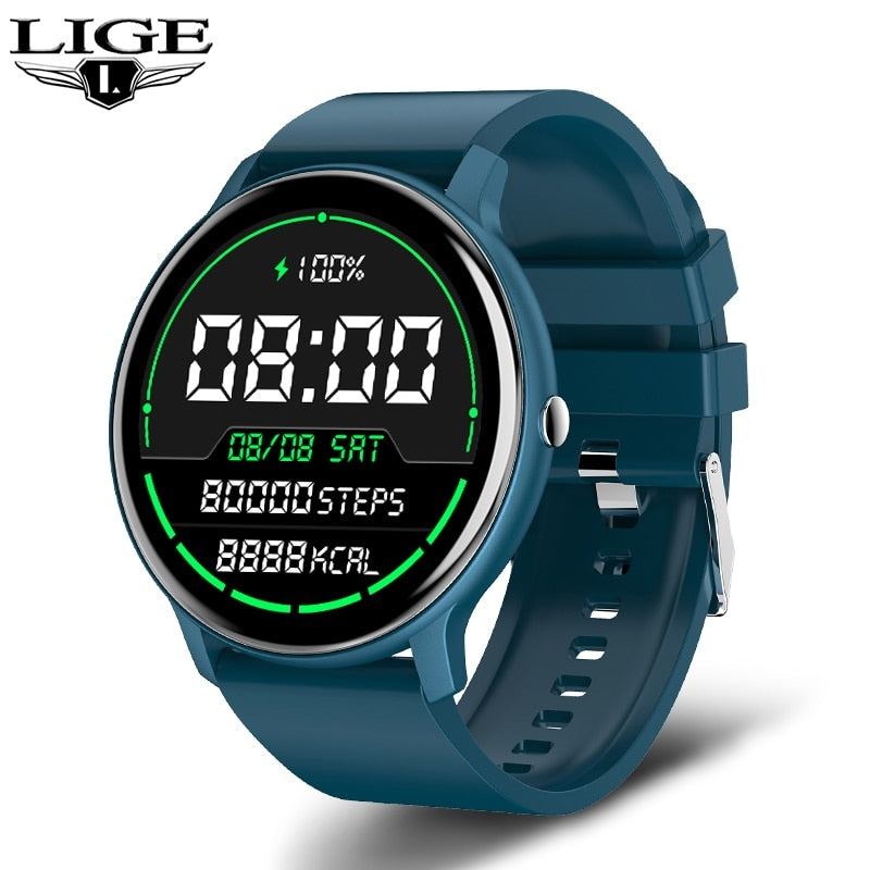 LIGE smartwatch écran tactile sport fitness IP67 étanche Bluetooth pour Android IOS