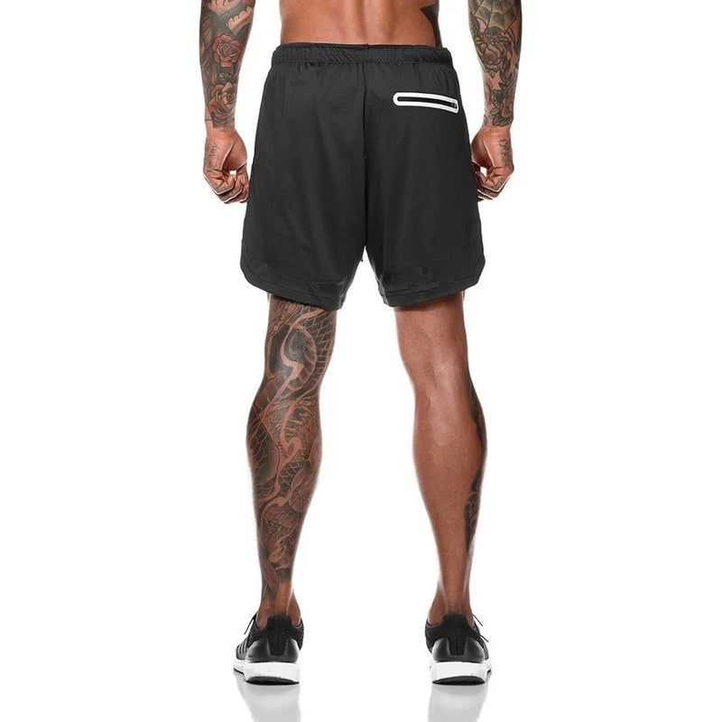 Shorts de sport pour hommes Double Decker Shorts de course 2 en 1 Pantalons de plage Summer Gym Fitness Shorts d'entraînement Shorts de course pour hommes