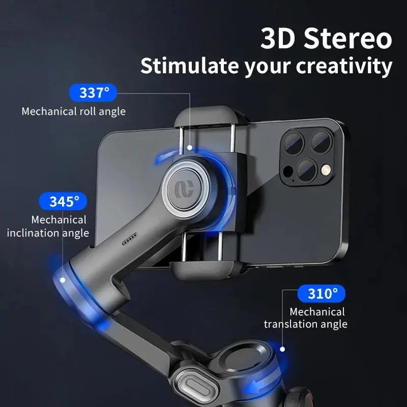 Stabilisateur SmartXE pour smartphone avec lumière d'appoint pour iPhone Android AI Face Tracking TikTok Vlog