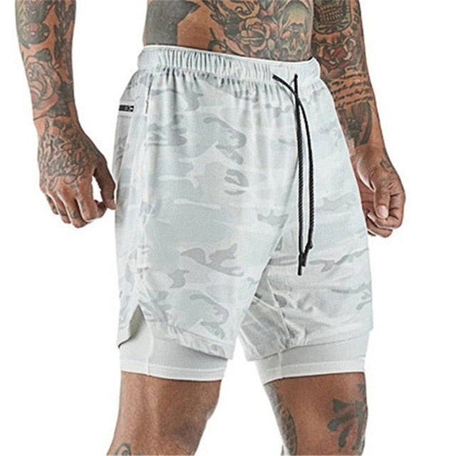 Shorts de sport pour hommes Double Decker Shorts de course 2 en 1 Pantalons de plage Summer Gym Fitness Shorts d'entraînement Shorts de course pour hommes