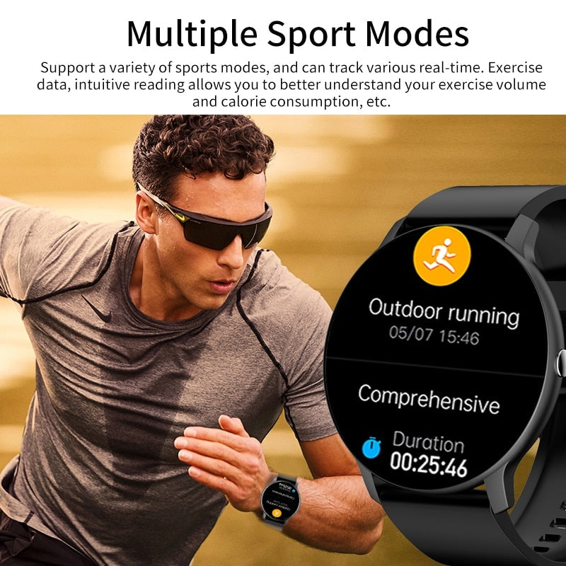 LIGE smartwatch écran tactile sport fitness IP67 étanche Bluetooth pour Android IOS