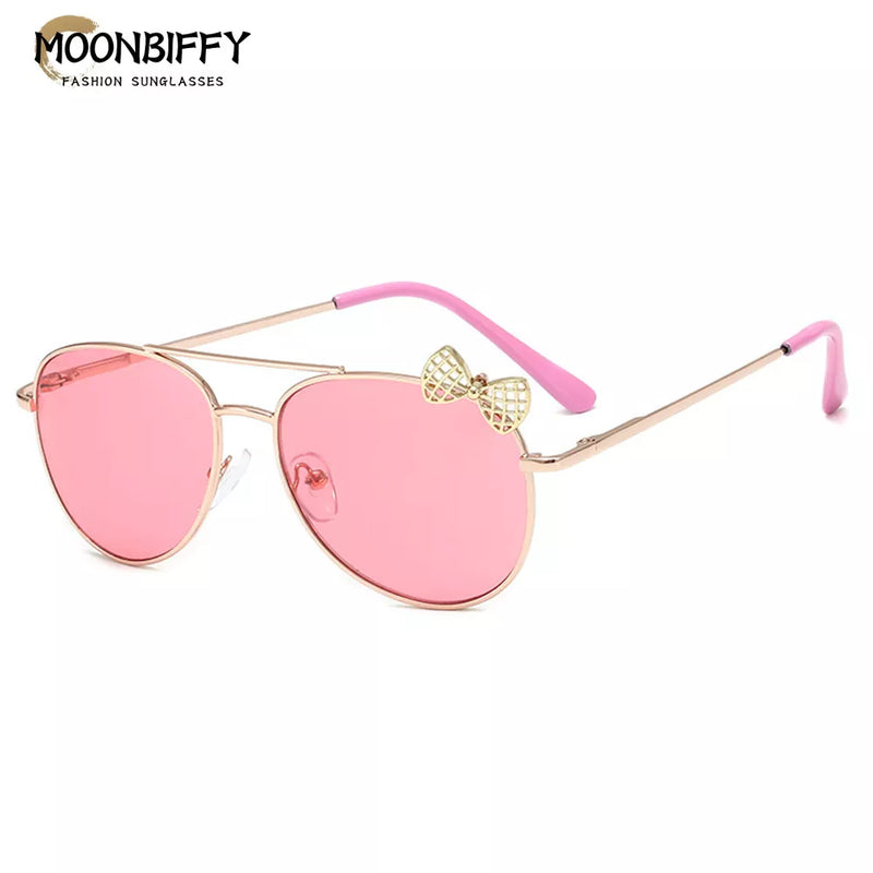 Lunettes de soleil mignonnes à monture en métal pour enfants