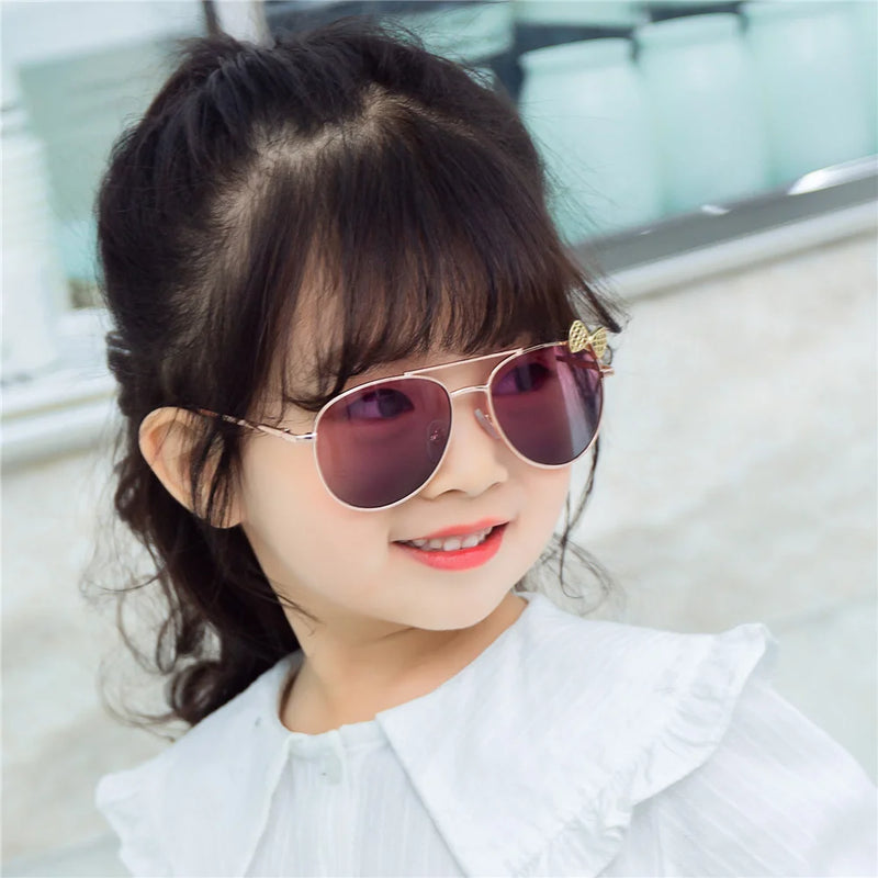 Lunettes de soleil mignonnes à monture en métal pour enfants