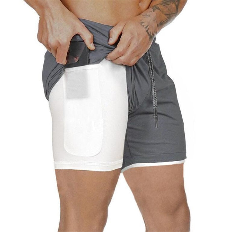 Shorts de sport pour hommes Double Decker Shorts de course 2 en 1 Pantalons de plage Summer Gym Fitness Shorts d'entraînement Shorts de course pour hommes