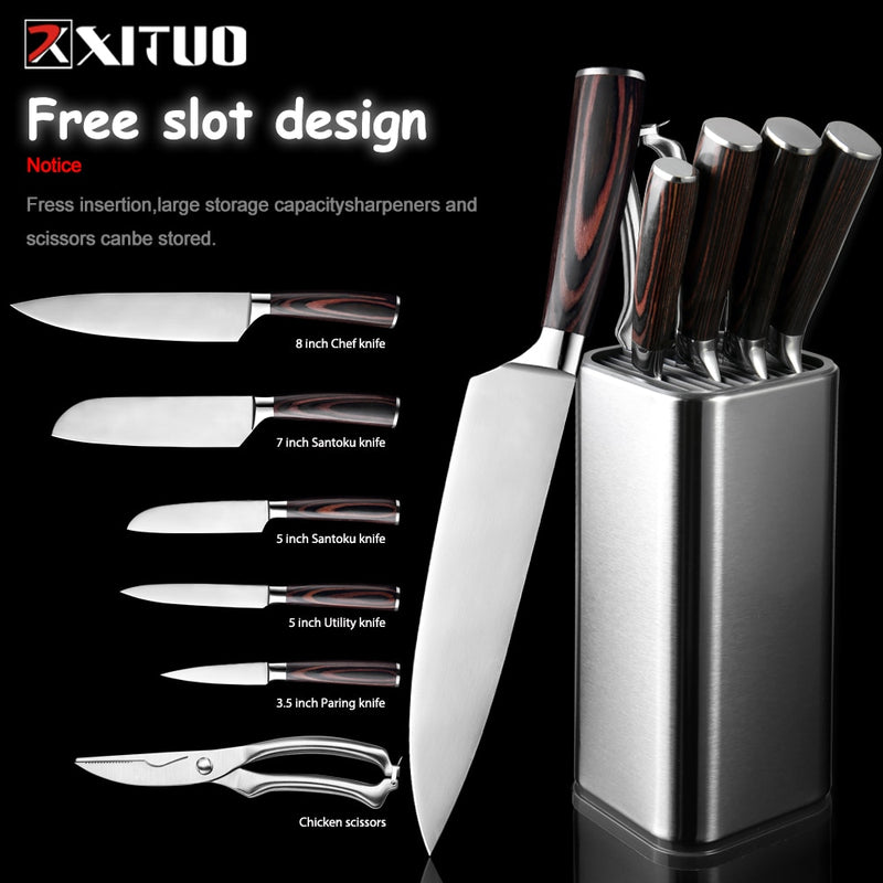 XITUO cuisine 4-8 pièces en acier inoxydable porte-couteau Santoku couteau utilitaire Cutter couperet pain éplucher couteaux ciseaux