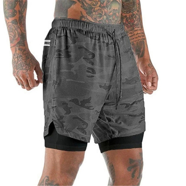 Shorts de sport pour hommes Double Decker Shorts de course 2 en 1 Pantalons de plage Summer Gym Fitness Shorts d'entraînement Shorts de course pour hommes